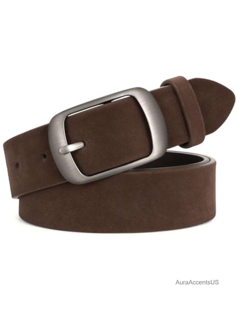 Women's Leather Belt with Solid Pin Buckle for Jeans Casual Pants